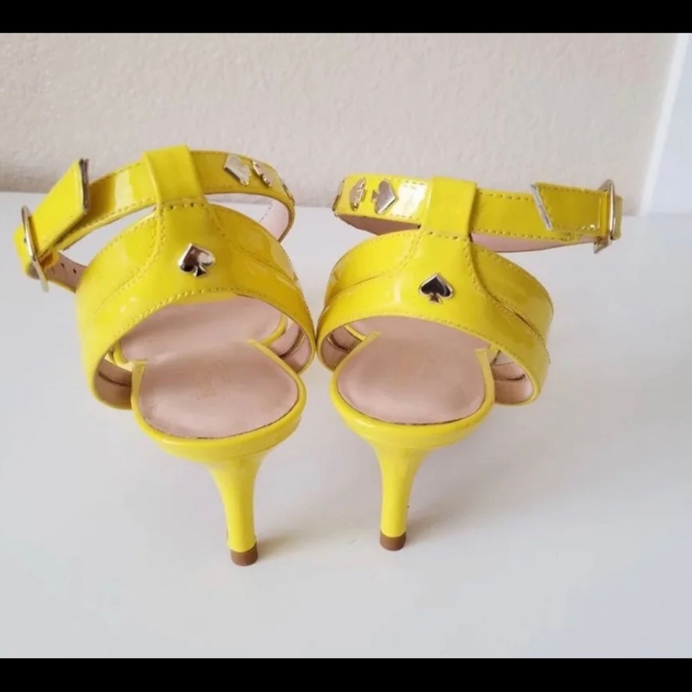 NIB “Kate Spade” Canary Yellow Kitten Heel Dress Sandals - Picture 4 of 6